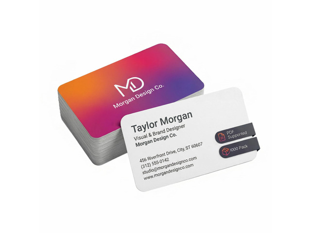 Custom Business Cards with Rounded Corners, Pack of 1000, Add Your Design or Logo, 10PT Durable Matte 250GSM Paper, 3.62 x 2.12 Inches, Double...