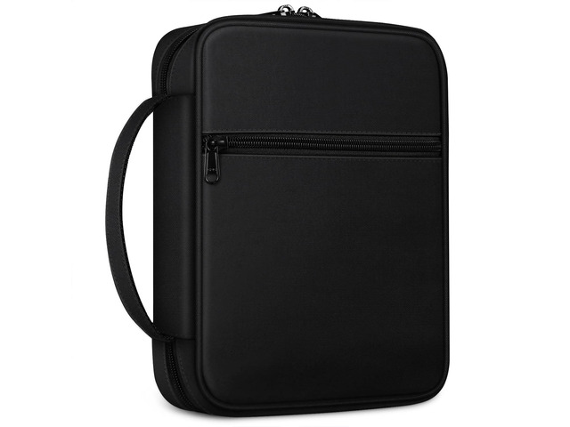Bible Cover, Carrying Book Case Bible Bag with Handle Church Protective with Zippered Pocket, Gift for Mother Lady Women Men, Black