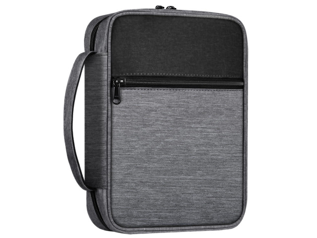 Bible Cover, Carrying Book Case Bible Bag with Handle Church Protective with Zippered Pocket, Gift for Mother Lady Women Men, Gray