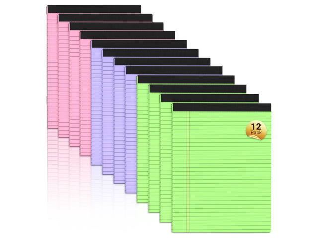 Legal Pads 8.5 x 11 Colored Notepad, 12 Pack Wide Ruled Lined Paper Micro Perforated Writing Pads 8.5 x 11, 30 Sheet/Note Pads, Pink Legal Pad 8.5...