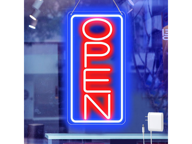 22' X 11' Led Neon Open Signs for Business 12V/2A Ultra Bright Led Neon Open Signs Plug In Electric Light Up Open Sign with ON/OFF Switch for Bar...