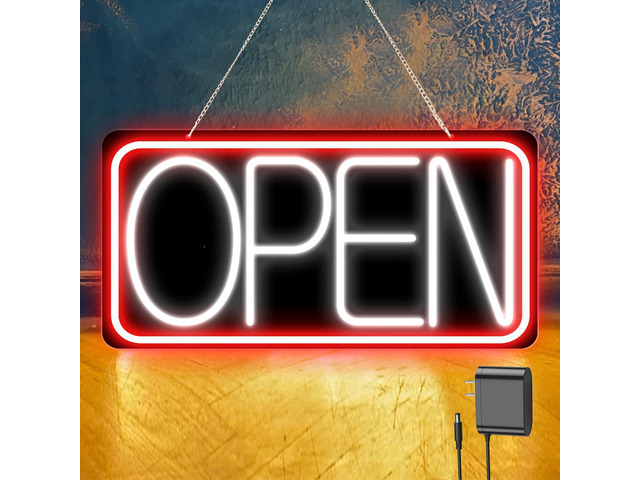 22' X 11' Led Neon Open Signs for Business, Large Open Signs, Plug In Electric Light Up with ON/OFF Switch, Ultra Bright Open Sign for Bar Salon...