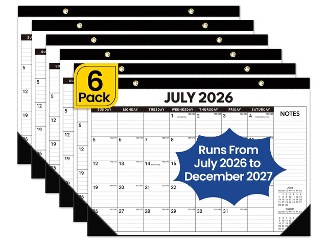 6 Pack of Desk Calendar 2026-2027, Jul 2026-Dec 2027, 17' x 12' 18-Month Large Monthly Desktop & Wall Calendar for Home & Office Planning and...