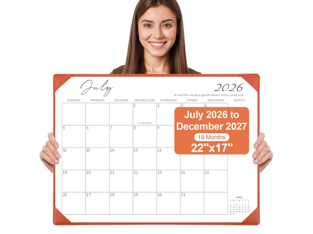 Desk Calendar 2026-2027 with Desktop Mat,22x17'' Large Desktop Pad Calendar 18-Month Desk Calendar 2027, Jul 2026 to Dec 2027, Simplified Monthly...