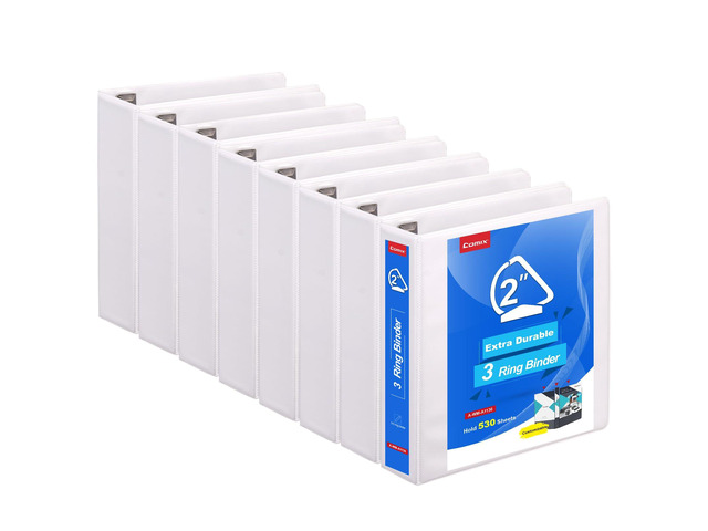 Heavy Duty Slant-D Ring View Binder, 2 inch 3 Ring Binders, Hold 500 Sheets of 8.5' x 11' Paper, 8 Pack (White)