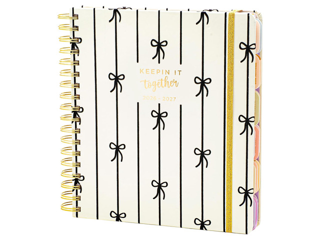 Academic 18-Month Planner 10' x 10' Aug 2026-Jan 2028, Black Bows Hard Cover Planner/Calendar with Daily, Weekly & Monthly Layouts, plus Pens,...