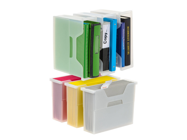6-Pack Small Desktop File Box with Open Lid, Clear Organize classroom papers, lesson plans and supplies with portable storage for teachers, schools...