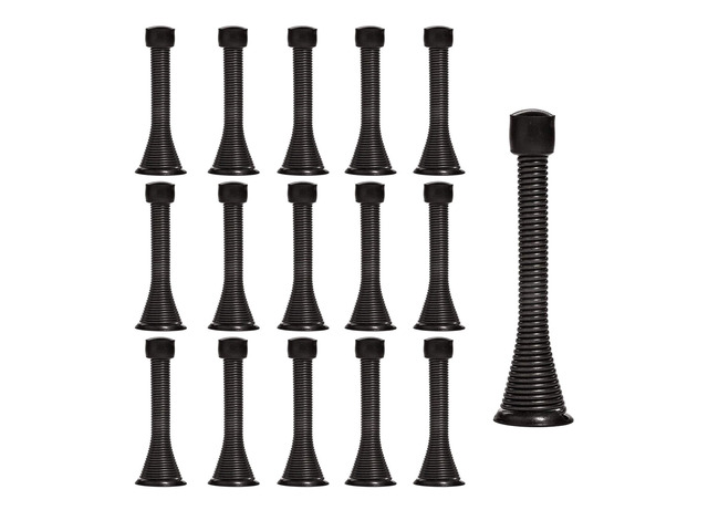 16 Pack Spring Door Stops 3 1/4 Inch Flexible Heavy Duty Spring Door Stopper with RustProof Screw Rubber Bumper Tips (Black)