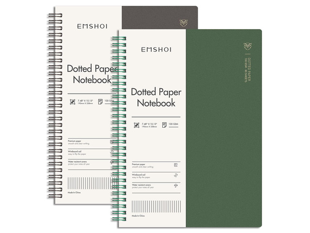 Dotted Spiral Journal Notebook, 2 Pack, 320 Pages, B5 (7.4' x 10') 100 GSM Thick Paper, Flexible Plastic Cover, for Journaling, Planning, Tracking...