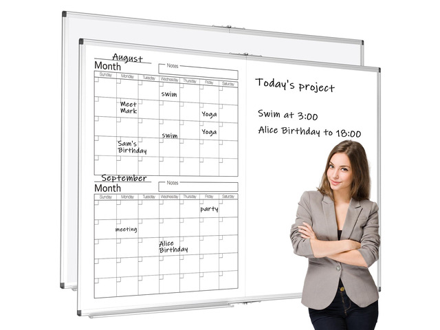 36' x 24' Magnetic Vertical 2 Month Dry Erase Calendar for Wall Undated Horizontal Dry Erase Wall Calendar Planner Aluminum Frame Whiteboard for...