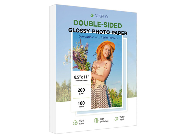 Double Sided Glossy Photo Paper 8.5x11 100 Pack, 54LB Inkjet Printer Paper 8.5 x 11 Glossy Picture Paper 200GSM for Crafting, Chip Bags, Calendars,...