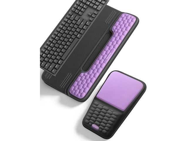 Keyboard Stand and Mouse Pad Set with Wrist Rest and Storage Soft Memory Foam Computer Wrist Support Pad, Ergonomic Keyboard Riser Holder Lift for...