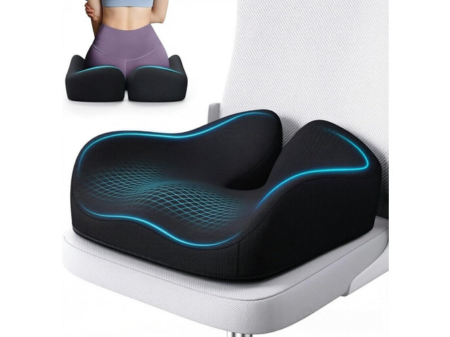 Memory Foam Seat Cushion, Ergonomic Office Chair Cushion Memory foam cushion relieves pressure and supports tailbone comfort for office chairs,...