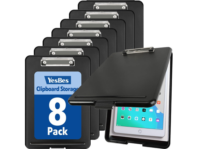 8 Pack Clipboard with Storage, High Capacity Storage Clipboard 8.5 x 11 with Pen Holder, Letter / A4 Size, Inner Plastic Folder Attached for...