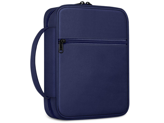 Bible Cover, Carrying Book Case Bible Bag with Handle Church Protective with Zippered Pocket, Gift for Mother Lady Women Men, Navy