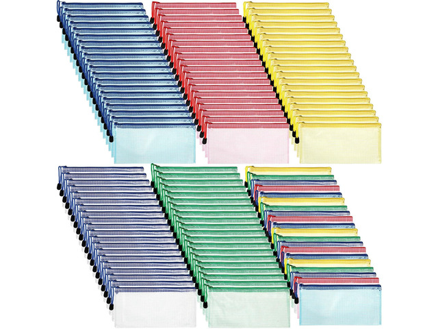 100Pcs Mesh Pencil Pouch,Multicolor Pouch Multicolor Zipper,A6 Small Zipper Pencil Pouches Bulk, Waterproof Clear Storage Bag, Multipurpose for...