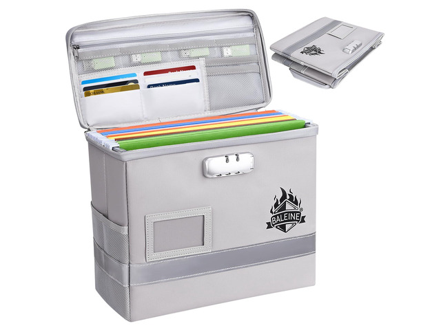 Fireproof Document Box with Lock, Portable Fireproof Document Bag Waterproof Fire Proof File Boxes for Documents, File Organizer Box for Important...