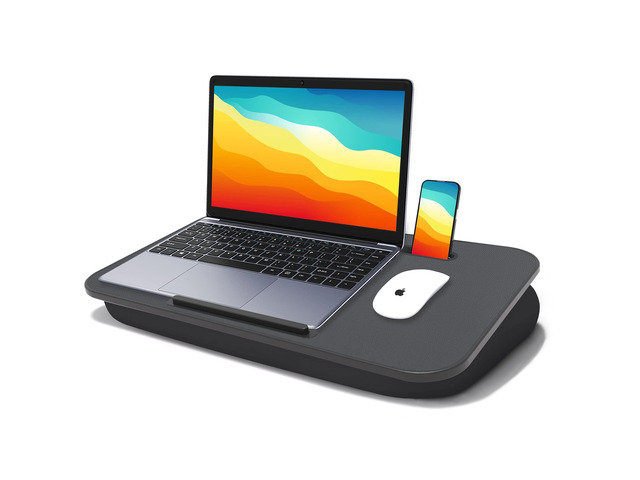 Lap Desk with Cushion, Fits up to 17 inch Laptop, Pillow Designed, Portable Laptop Stand with Tray, Pad & Phone Holder, Home Office for...