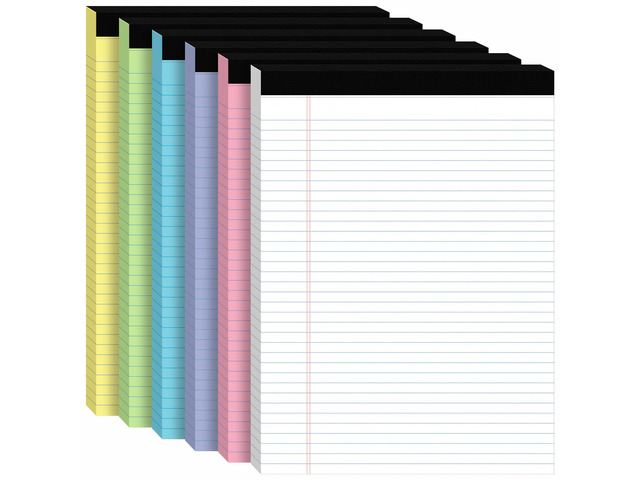 6pcs Legal Pads 8.5 x 11, Perforated Colored Notepad 8.5x11, 50Sheets/Pad Writing Pads 8.5x11, College Ruled Thick Paper, Lined Note Pads with...