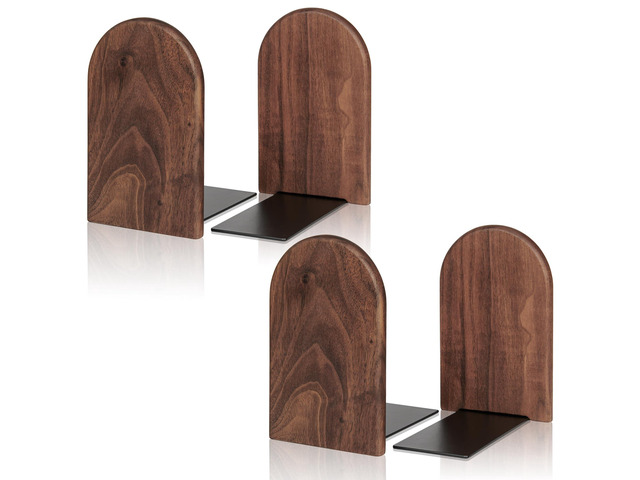 Book Ends,2 Pair Medium Bookends Wood Book Ends Universal Economy Bookend (2, Medium)