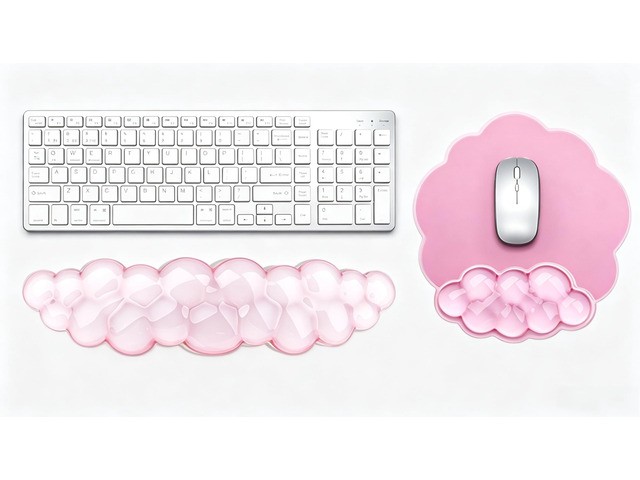 Mouse Pad with Wrist Rest, Soft Cloud Gel Keyboard Mouse Pad Set with Hand Wrist Support, Cute Non Slip Office Desk Accessories for Comfort/Pain...