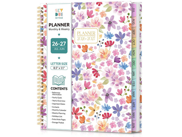2026-2027 Monthly and Weekly Academic Planner, July 2026-June 2027, 8.5'x11', Agenda Calendar with Colorful Tabs and Storage Pocket, Ideal for...