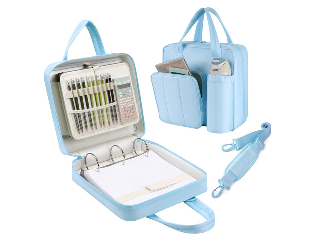 Upgraded Zipper Binder 3-Inch & 2-Inch O-Rings, 600 Sheet Capacity Trapper Keeper with 13 Inch Laptop Sleeve & Water Bottle Holder, Binder Bag...