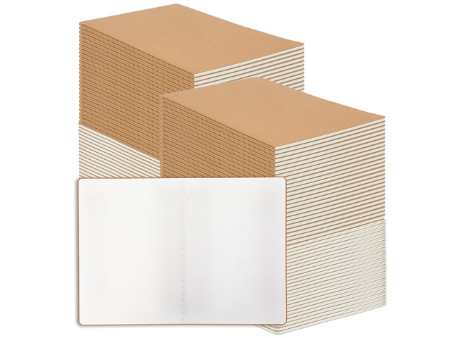 100 Pack Blank Kraft Notebooks, 8.3x5.5 Inches A5 Small Journals Bulk Blank Notebooks 80 Gsm Unlined with 60 Pages A5 Subject Notebooks Traveler...