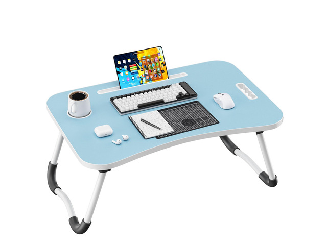 Folding Lap Desk, 23.6 Inch Wood Laptop Bed Desk with Cup Holder, Portable Bed Table for Working Writing Reading & Eating for Bed, Sofa, Couch,...