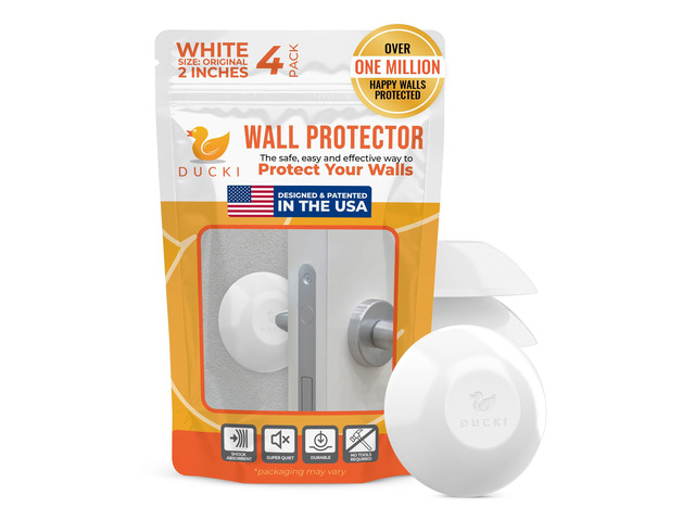 Door Stoppers Wall Protector 2' Reusable & Self Adhesive - 4 Pack White Discreet Home Door Knob Wall Protector, Door Bumper with Adhesive - Rubber...