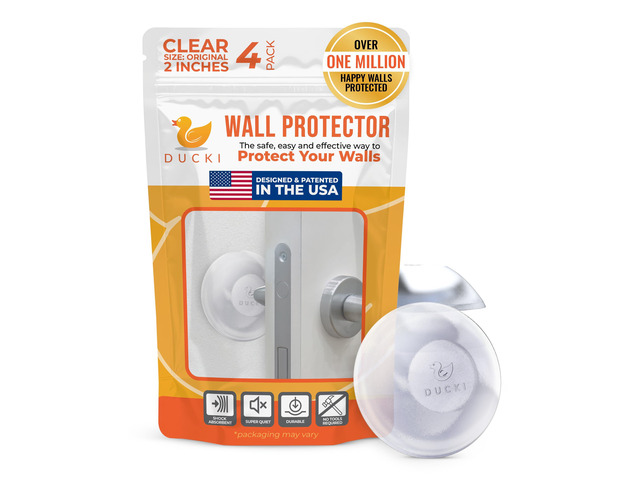 Door Stoppers Wall Protector 2', Reusable & Self Adhesive - 4 Pack Clear Discreet Home Door Knob Wall Protector, Door Bumper with Adhesive - Rubber...