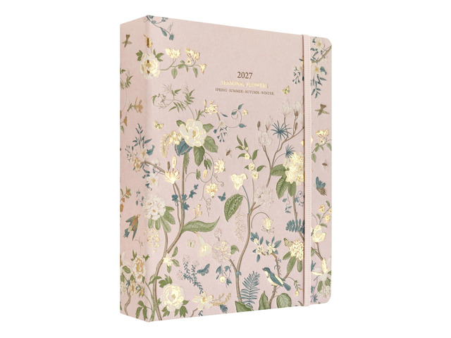 Seasonal Flowers Planner 2026-2027 6.4x7.9in (Aug 26/ Dec 27) 17-month Hardcover agenda, 120gsm paper, monthly academic planner, planner for women