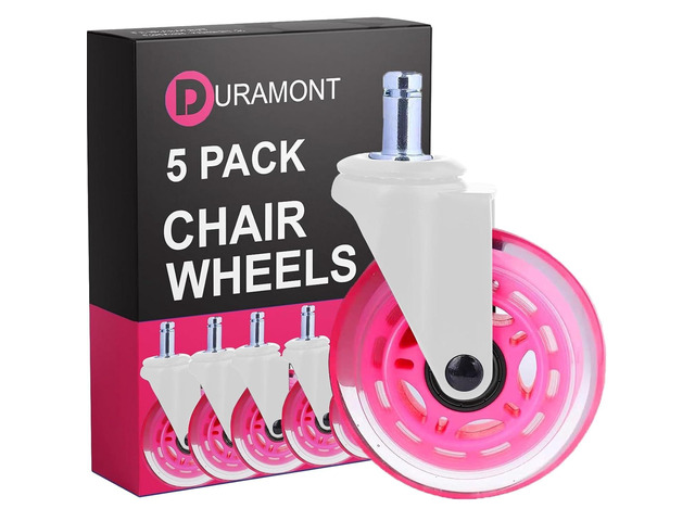 Office Chair Wheels - Set of 5 Rollerblade-Style Caster Wheels, Smooth & Quiet Rolling, Protects Hardwood Floors & Carpets, Universal Fit, Durable...