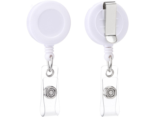 Badge Reel, ID Badge Holder Retractable Clip, White, Bulk 25 Pack with Belt Clip, Extended 30-Inch Nylon Cord, Simple and Lightweight, Name Tag...