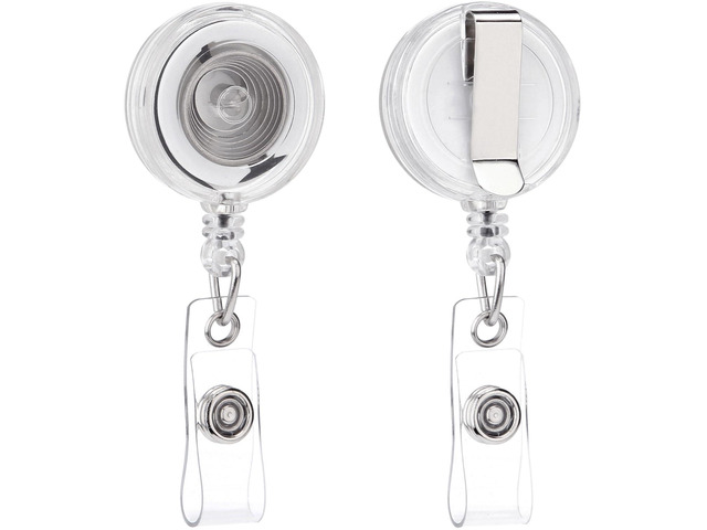 Badge Reel, ID Badge Holder Retractable Clip, Clear, Bulk 25 Pack with Belt Clip, Extended 30-Inch Nylon Cord, Simple and Lightweight, Name Tag...