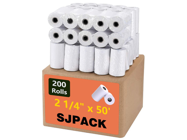 Thermal Paper Roll 2-1/4' x 50'-200 Packs Of POS Receipt Paper, Suitable for Cash Registers, Credit Card Terminals, and Point-of-Sale Printers