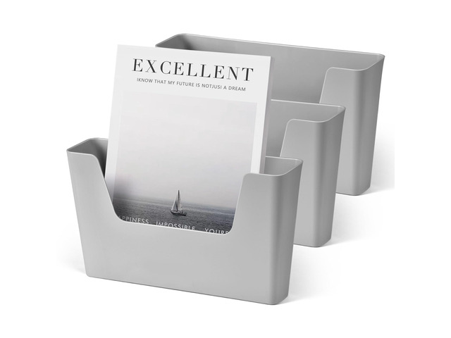 Adhesive File Holder Plastic Document Folder Door No Drilling Mount Mail Magazine Organizer A4 Filing Envelopes Folder, Office Wall Mount Single...