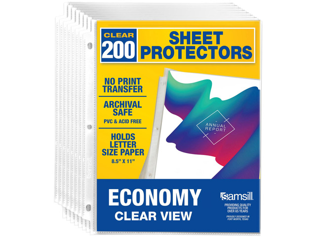 200 Pack Sheet Protectors, 8.5x11 Inch Page Protectors for 3 Ring Binder, Standard Weight, Clear Protector, Letter Size, Top Loading, Acid Free