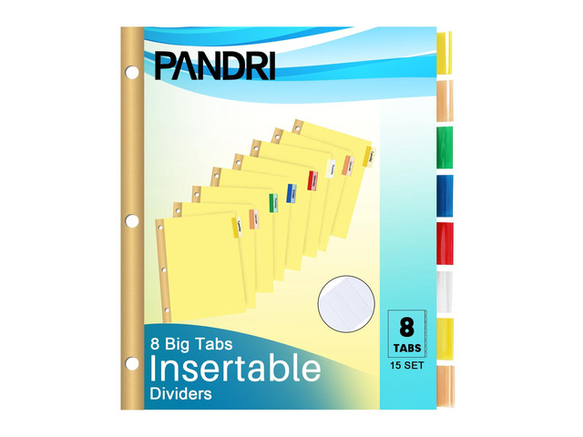 120 Pack Binder Dividers with 8 Tabs & Reinforced Holes, Letter Size With 8 Insertable Tabs, Yellow, Paper, Gold-Reinforced Holes, Fits 3-Ring...