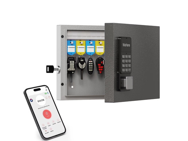 16 Key Lock Box Smart Key Organier Cabinet with Keypad & App for Office Wall Mounted Lockbox use App, Custom & One Time Password, WiFi (Need W100...