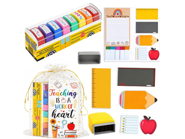 Teacher Back to School Appreciation Birthday Gifts for Women First Day of School Gifts for Preschool Teacher, Teacher Stamps, Sticky Self-Stick...