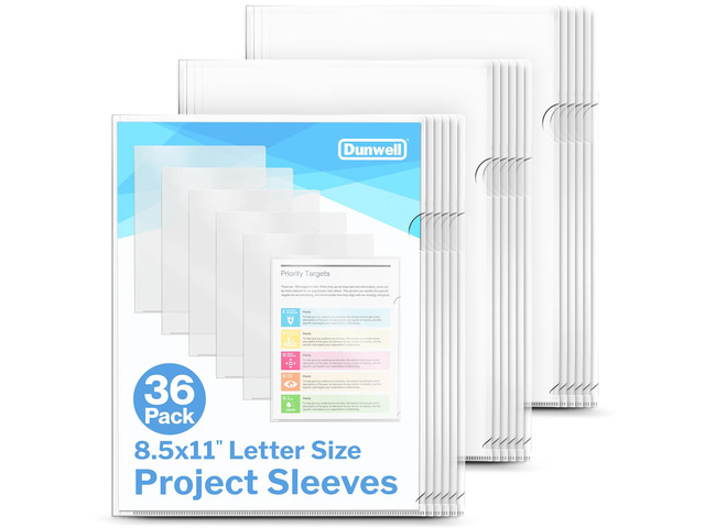 Clear Folders for Documents, Plastic 8.5x11 File Sleeves, 36 Pack Document Protection, Filing, Storage, Organization, Transparent Pockets, Durable...