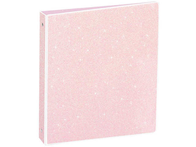 Glitter 1 Inch Binder Organizer (10.5'' x 11.5'') - Waterproof Durable View Binder, Holds 8.5'' x 11'' Letter Size 300 Pages, Pale Pink