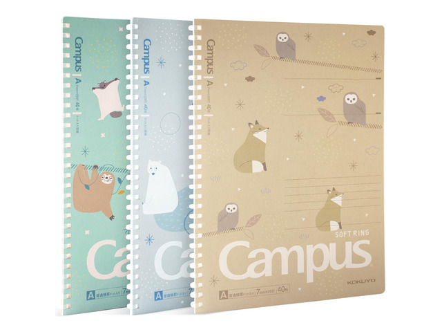 Spiral Notebook Journal, 3 Pack Campus B5 Soft Ring Notebooks with Dotted A 7mm Rule, 40 Sheets, Cute Animal 1 Subject Notebook in Blue Yellow...