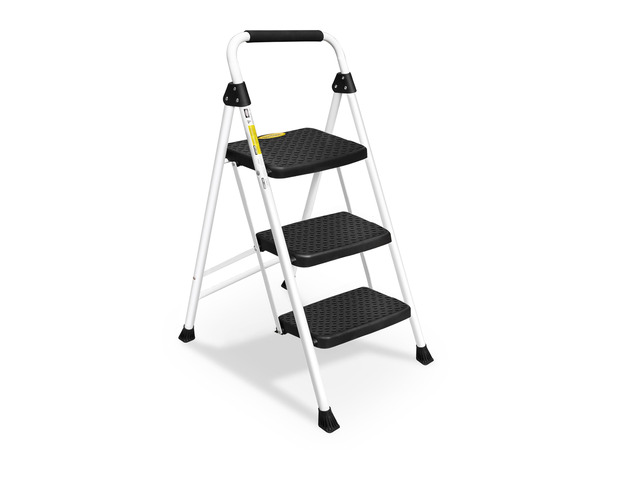 Step Ladder, Folding Step Stool with Wide Anti-Slip Pedal Sturdy Steel Ladder, Convenient Handrail, Lightweight, Portable Steel Step Stool
