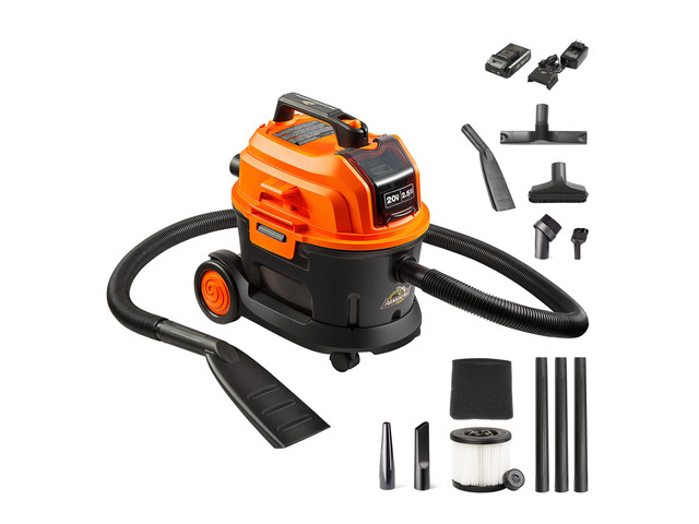 DAA202W 0901 2.5 Gal 20V Max Cordless Wet/Dry Vac Orange/Black Cordless Convenience, Powerful Wet/Dry Cleanup, Built for Auto Detailing, Portable...