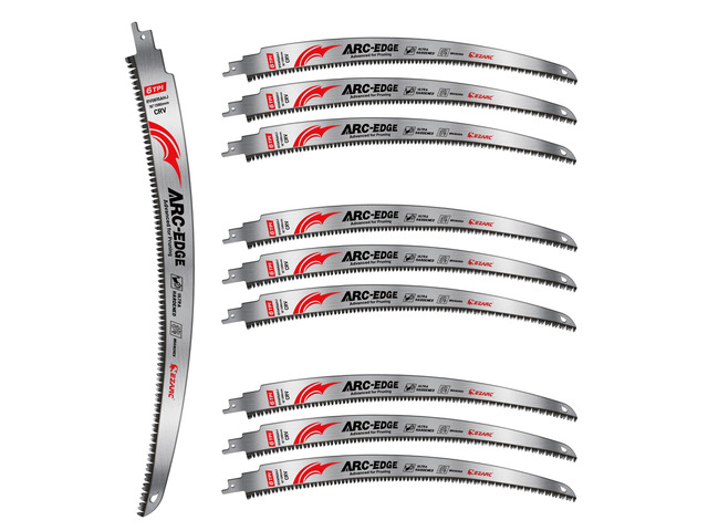 Arc Edge Reciprocating Saw Blades, 15-Inch 6TPI for Pruning, 10-Pack Extra-Long Arc Edge, Chrome Vanadium Steel, Fleam Ground Teeth, Up to 3x Life,...