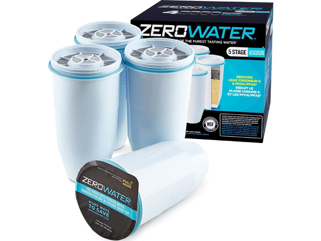 Official Replacement Water Filter Removes PFOA/PFOS 4-Pack IAPMO certified: Lead, chromium, mercury & PFOA/PFOS; 5-stage advanced filtration...