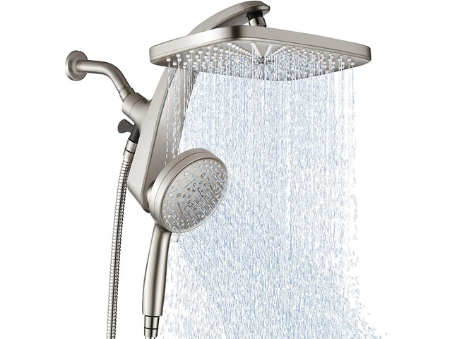 Rain Shower Head with Handheld Showerhead, Nickel 1.8GPM 460311 12' High Pressure Rainfall Shower Heads, 9 Sprays Handheld Showerheads, Magnetic...