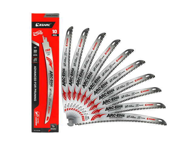 Arc Edge Reciprocating Saw Blades, 12-Inch 6TPI for Pruning, 10-Pack Arc Edge Design, Chrome Vanadium Steel, Fleam Ground Teeth, Deep Gullets, Up...